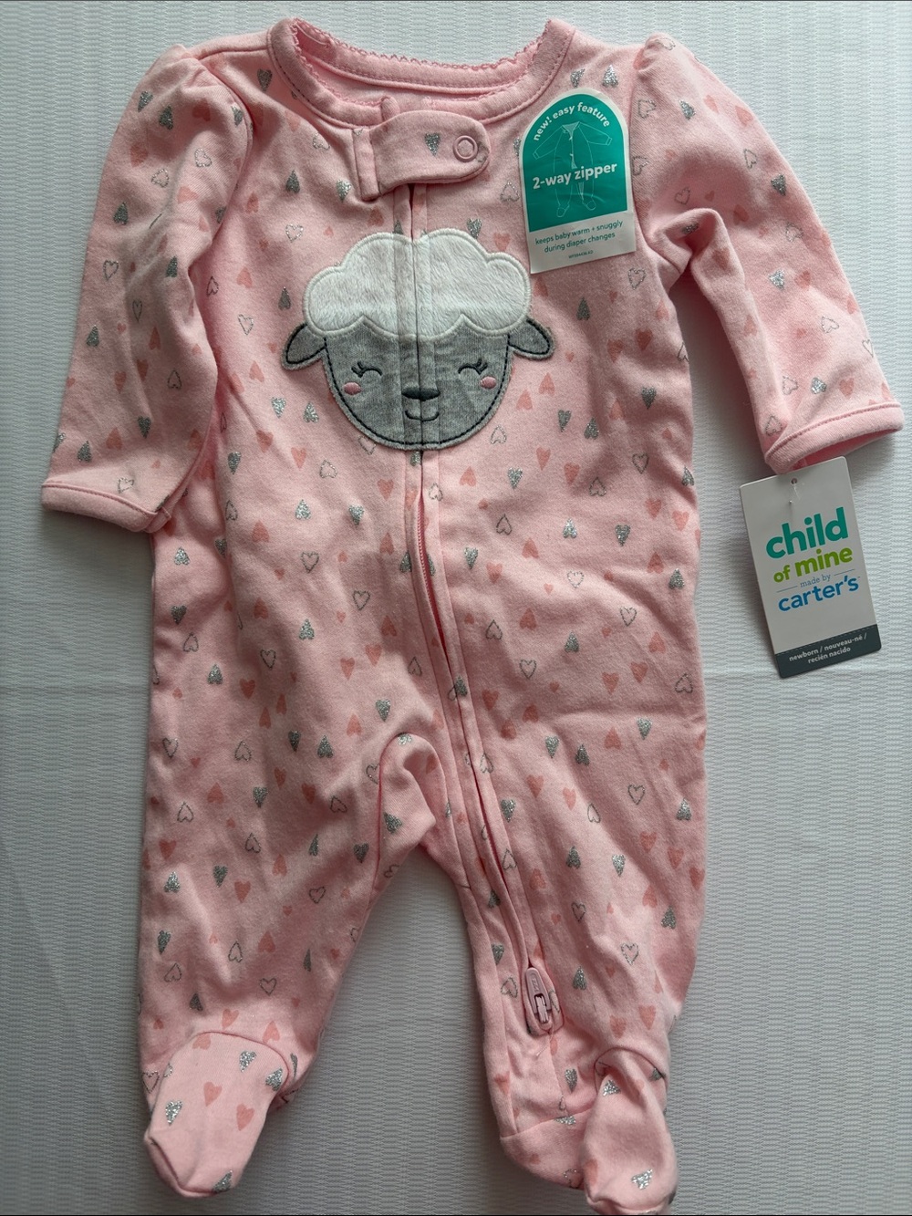 Carter's Pink Lamb Footed One-Piece